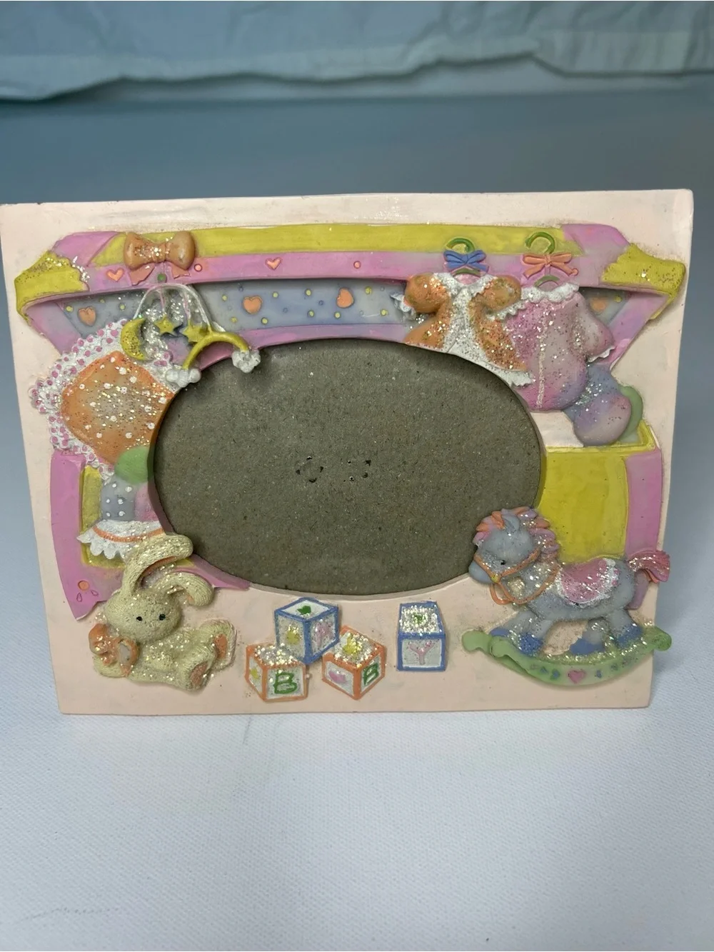 Vintage Pastel 3D Baby Nursery Picture Frame Resin Hand Painted 80s/90s